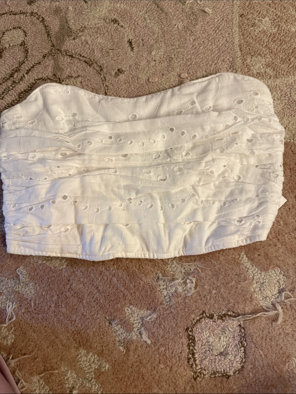 NWT Zara White Eyelet Strapless Crop Top
